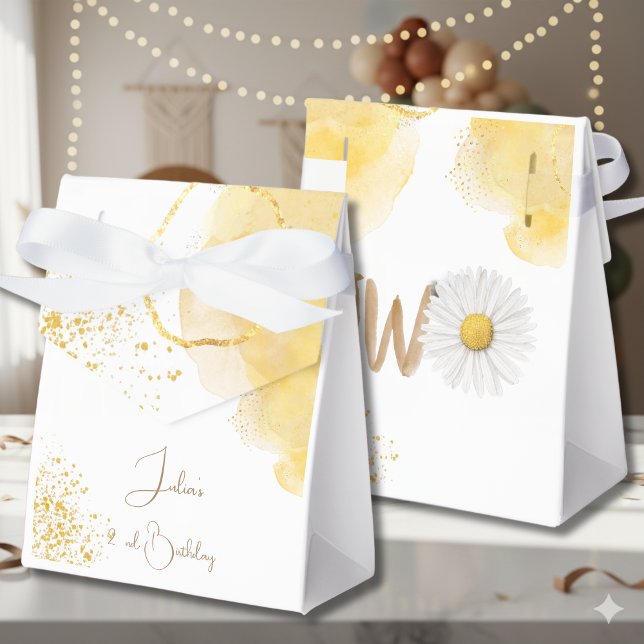 Floral daisy second Birthday Favor Boxes (Creator Uploaded)