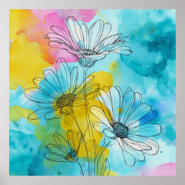Floral Daisy Semi-Gloss Poster Wall Art (Front)