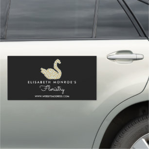 Floral Daisy Swan, Floristry Car Magnet
