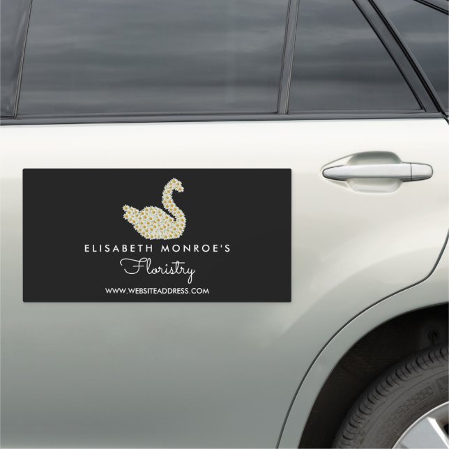 Floral Daisy Swan, Floristry Car Magnet (In Situ)