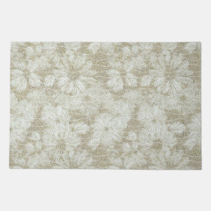 Floral Daisy Velvety Cream Texture Doormat