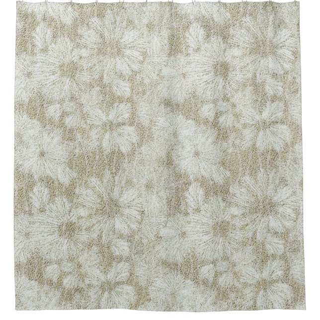Floral Daisy Velvety Cream Texture Shower Curtain (Front)