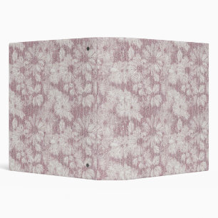 Floral Daisy Velvety Dusty Pink 3 Ring Binder
