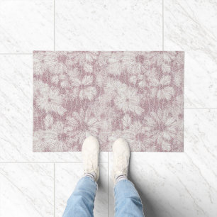 Floral Daisy Velvety Dusty Pink Doormat