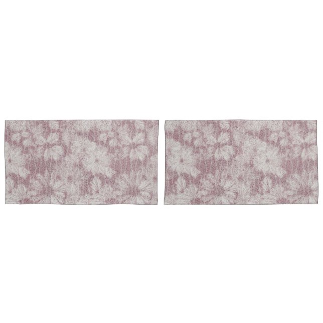 Floral Daisy Velvety Dusty Pink Pillow Case (Front-Set)