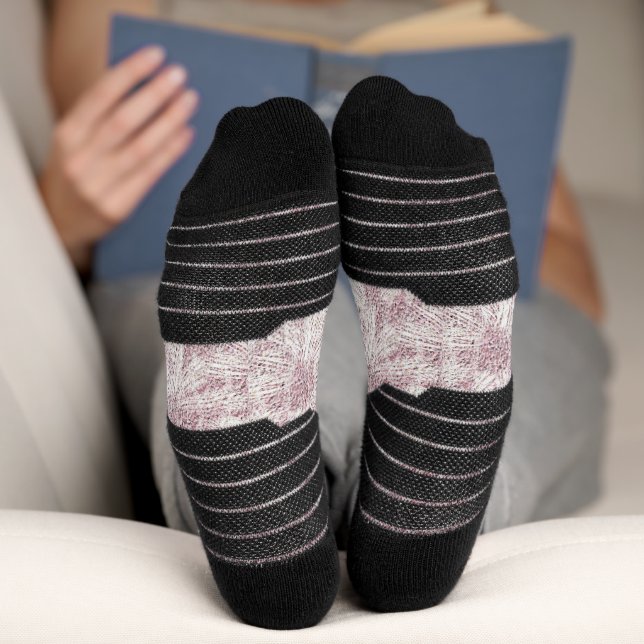 Floral Daisy Velvety Dusty Pink Socks (Bottom)