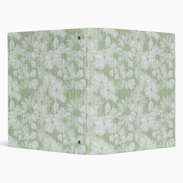 Floral Daisy Velvety LIme Green 3 Ring Binder (Background)