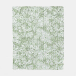 Floral Daisy Velvety LIme Green Fleece Blanket