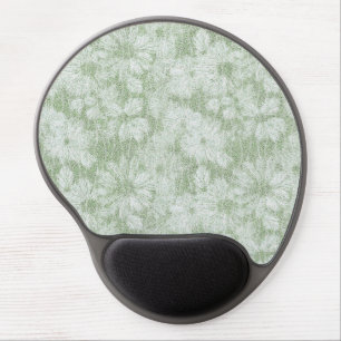 Floral Daisy Velvety LIme Green Gel Mouse Pad