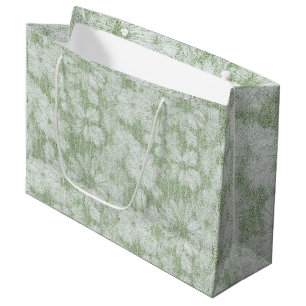 Floral Daisy Velvety LIme Green Large Gift Bag