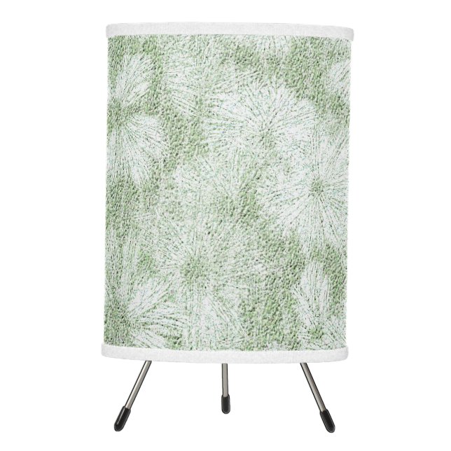 Floral Daisy Velvety LIme Green Tripod Lamp (Front)