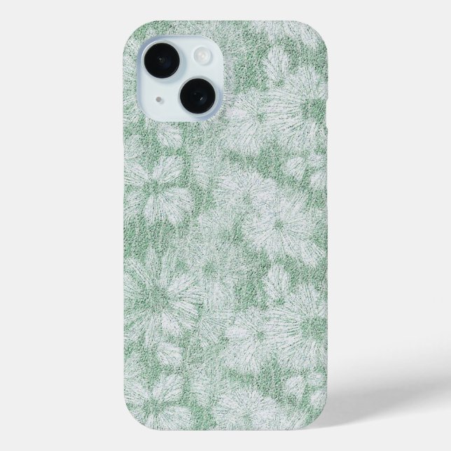Floral Daisy Velvety Mint Green  Case-Mate iPhone Case (Back)