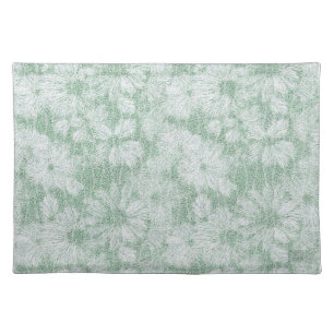 Floral Daisy Velvety Mint Green Cloth Placemat