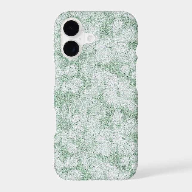Floral Daisy Velvety Mint Green  iPhone Case (Back)