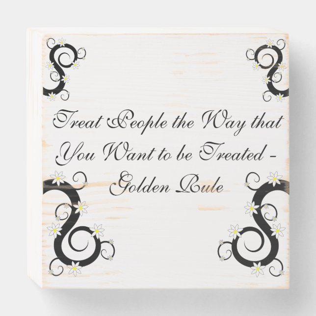 Floral daisy wood art Golden rule Wooden Box Sign (Front Horizontal)