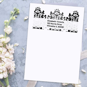 Floral Damask Address Self-inking Stamp by Cardgallery at Zazzle