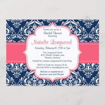 Floral Damask Baby Or Bridal Shower Invitation by PrettyInviting at Zazzle