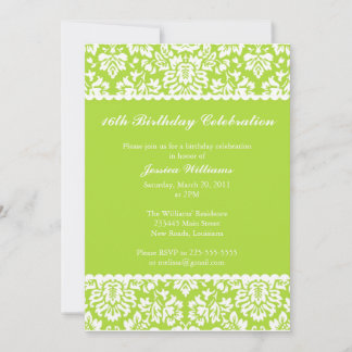Floral Damask Birthday Invitation