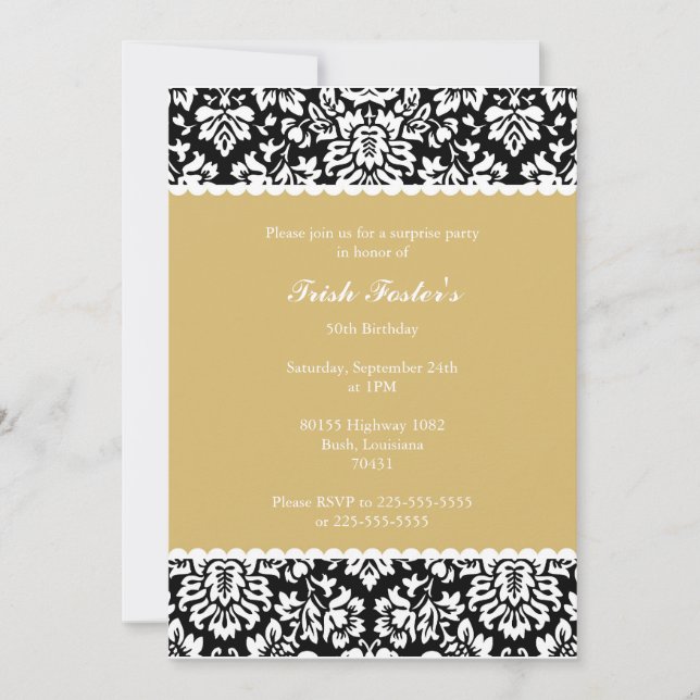 Floral Damask Birthday Invitation (Front)