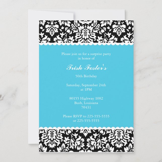 Floral Damask Birthday Invitation (Front)