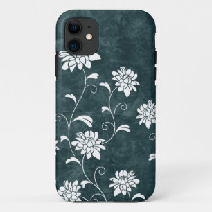 Floral damask blue & white flowers girly chic iPhone 11 case