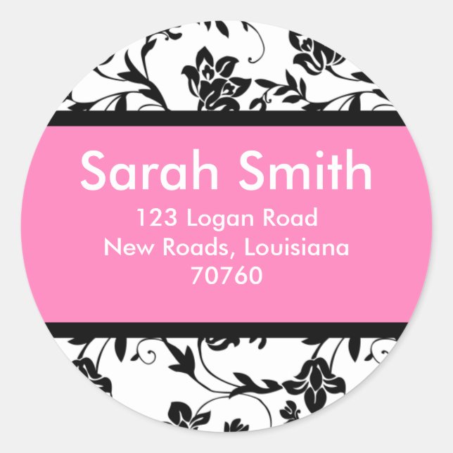 Floral Damask Classic Round Sticker (Front)
