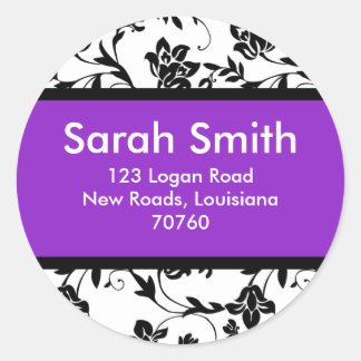 Floral Damask Classic Round Sticker
