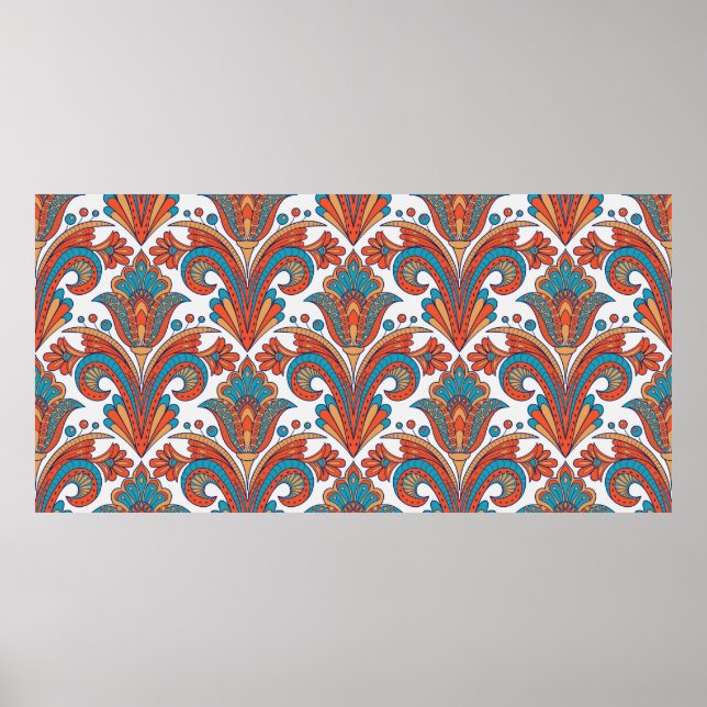 Floral damask colorful seamless pattern poster (Front)