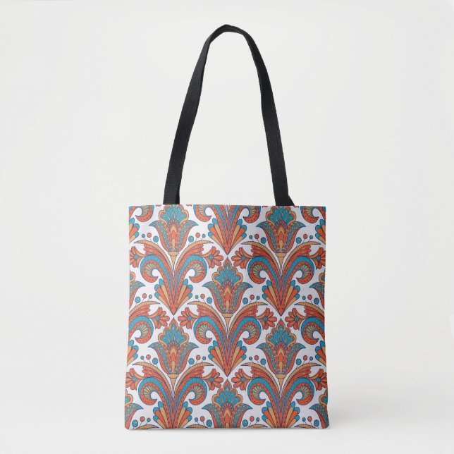Floral damask colorful seamless pattern tote bag (Front)