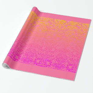 Floral Damask (Coral and Pink) Wrapping Paper