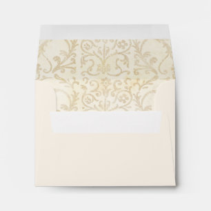 Floral Damask Creme and Beige Wedding Envelope