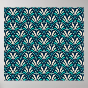Floral Damask: Elegant Art Nouveau. Poster