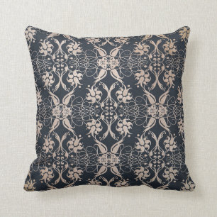 Floral damask golden pattern throw pillow