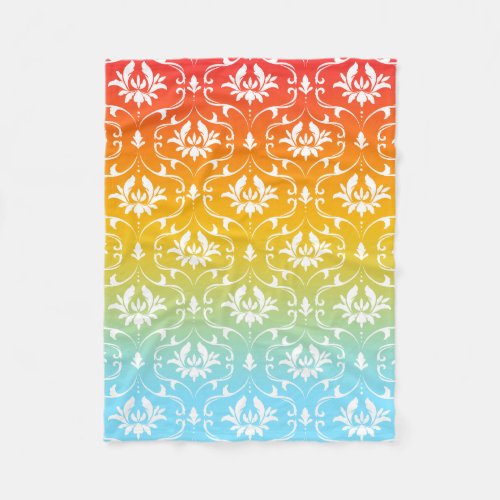 Floral Damask On Ombre Background Fleece Blanket