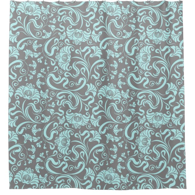 Floral/Damask Pattern Shower Curtain (Front)