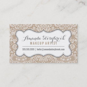 FLORAL DAMASK PATTERN trendy vintage kraft gray Business Card