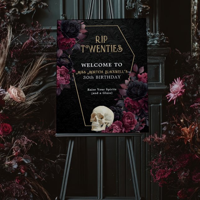 floral Damask RIP Twenties Gothic 30th Birthday Foam Board (floral Damask RIP Twenties Gothic 30th Birthday Foam Board)