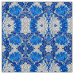 Floral Damask, Sapphire Blue and Gray  Fabric