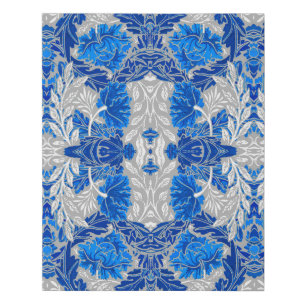 Floral Damask, Sapphire Blue and Gray Faux Canvas Print