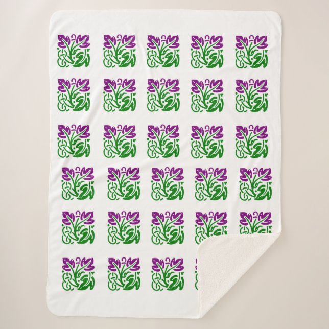 Floral Damask Sherpa Blanket (Front)