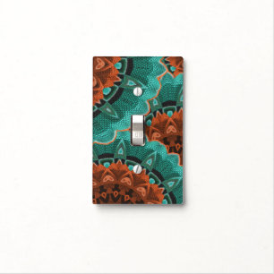 Floral Damask Teal and Brown Light Switch Cover