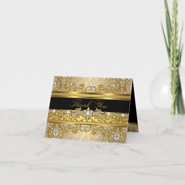 Floral Damask Thank You Card (Front)