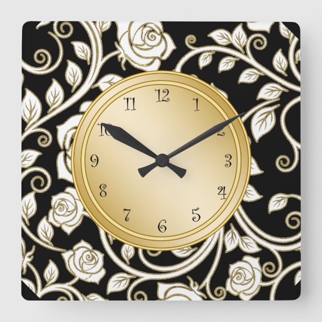Floral Damask Wall Decor Clock (Front)