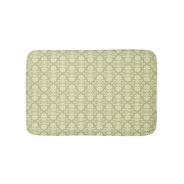 Floral damask wallpaper bathroom mat (Front)