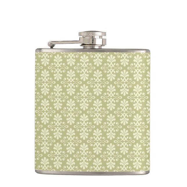 Floral damask wallpaper flask (Front)