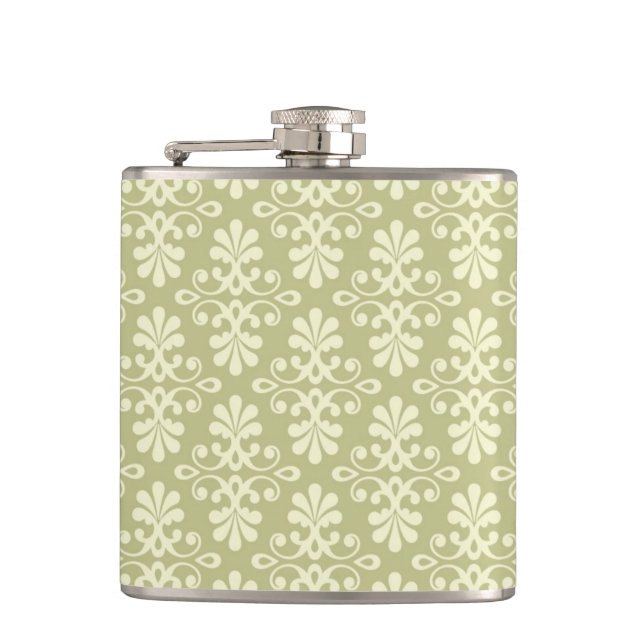 Floral damask wallpaper flask (Front)