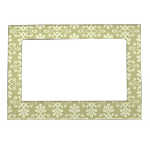 Floral damask wallpaper magnetic picture frame