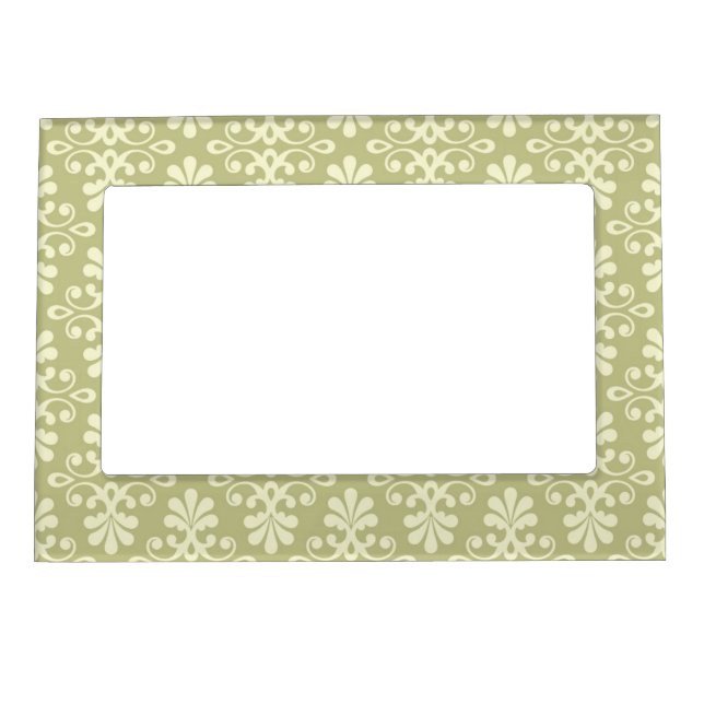 Floral damask wallpaper magnetic picture frame (Front)