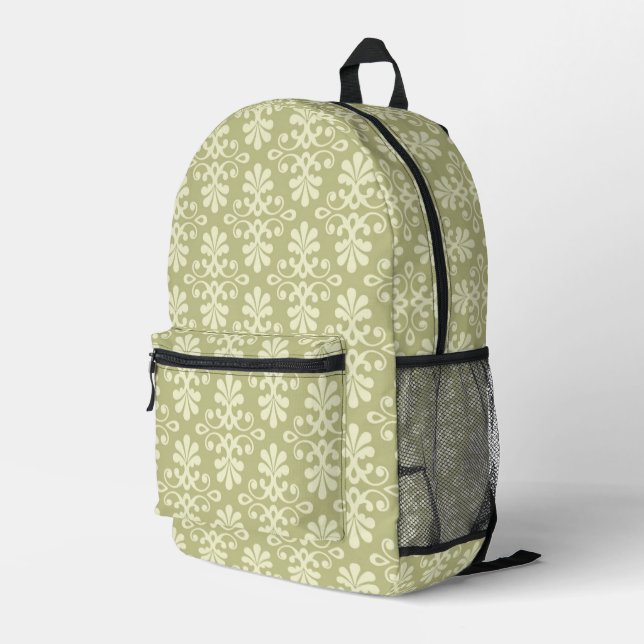 Floral damask wallpaper printed backpack (Back Corner Right)