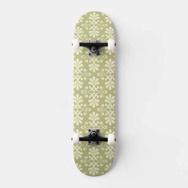 Floral damask wallpaper skateboard deck (Front)